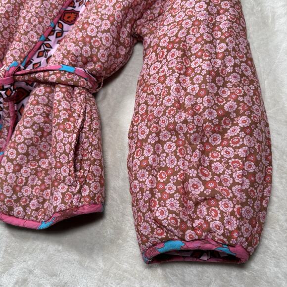Xirena Keatyn Reversible Quilted Jacket Pink Floral Womens Size M Belted $398 - Picture 3 of 9